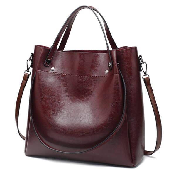 ACELURE Casual Large Capacity Women Tote Shoulder Bag PU Leather Ladies Bucket Handbag Messenger Bag Soft Shopping Crossbody Bag: coffee