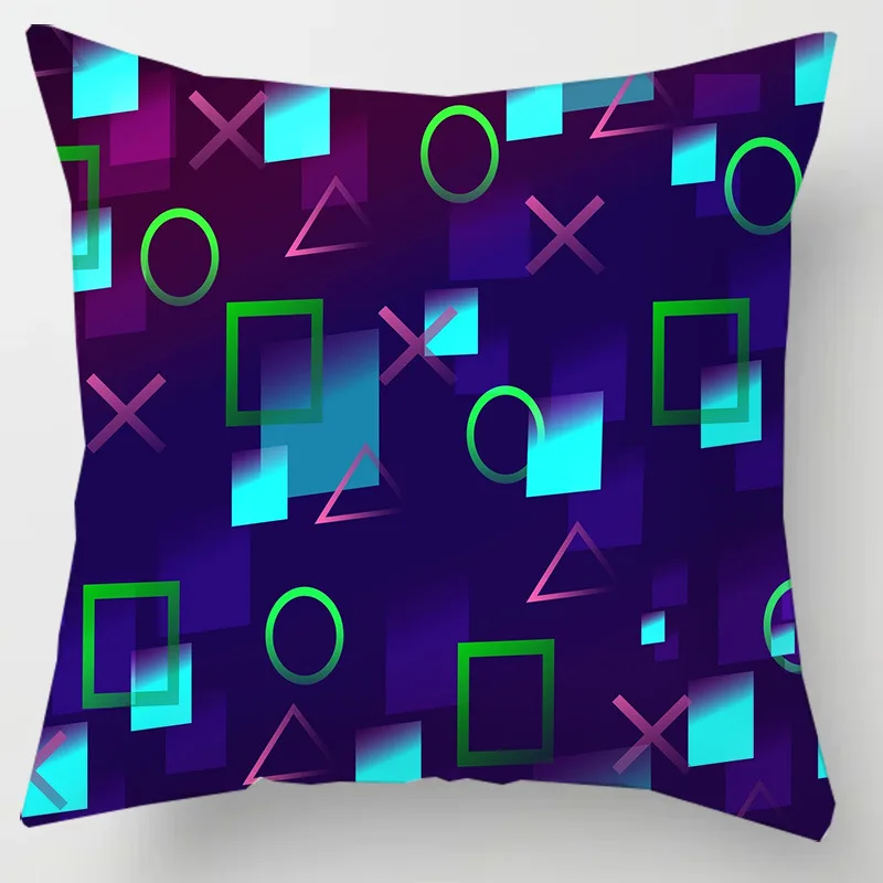 Taie d'oreiller carrée Style ventilateur de jeu TV, décoration d'intérieur, housse de coussin, Anime, , poignée de Gamer imprimée, 45x45, pour enfants: 470*740mm / Bleu marine