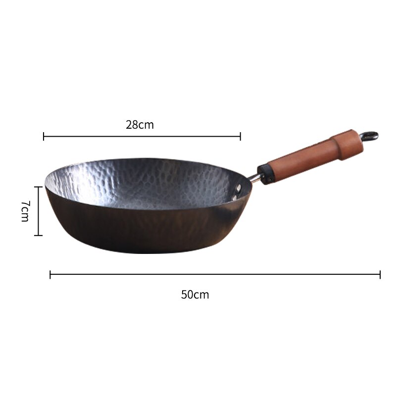 Martillo sartén de hierro fundido, acero al carbono Wok de, sartenes antiadherentes duraderas, para cocina de Gas y cocina de inducción, utensilios de cocina: 28cm