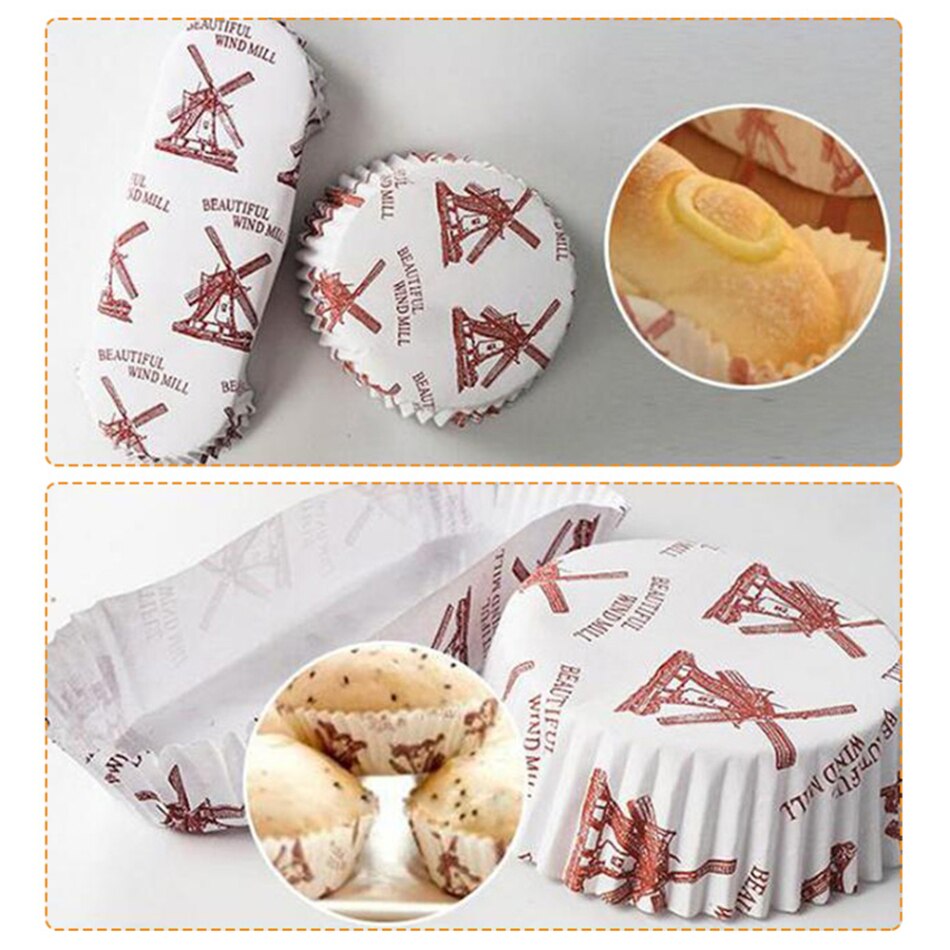 200Stck Windmühle Cupcake Verpackung Muffins Stiefel bilden Papier Backen Tassen Haustier Film Wärme Beständig Brot Tablett Küche Kuchen Werkzeuge neue
