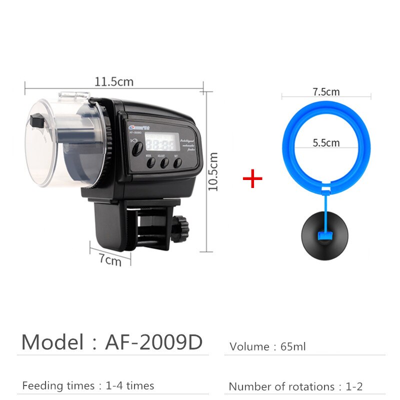 Automatic Fish Feeder Fish Tank Aquarium Fish Food Dispenser Adjustable Auto Feeder Automatic LCD Display Timer Feeding: AF-2009D set 1