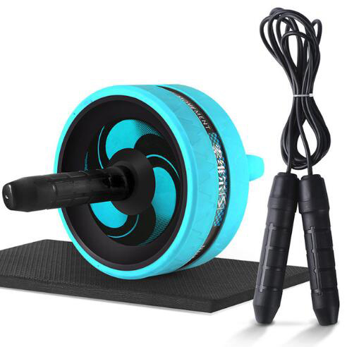 SFIT 2 en 1 Ab Roller & Jump Rope para brazo pierna de cintura sin ruido rodillo de rueda Abdominal con esterilla ejercicio gimnasio equipo de Fitness: Transparente