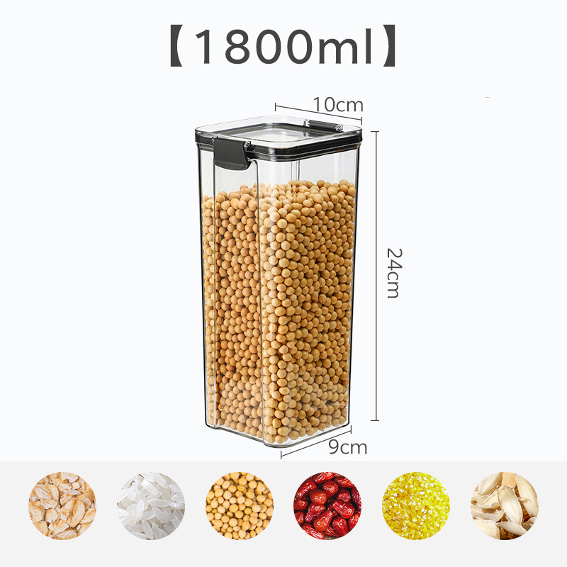 Durchsichtiges Plastik vorrats glas mit luftdicht verschlossenem Küchen snacks Müsli bohnen stapelbarer wasserdichter, feuchtigkeit beständiger Lebensmittel behälter: MULTI