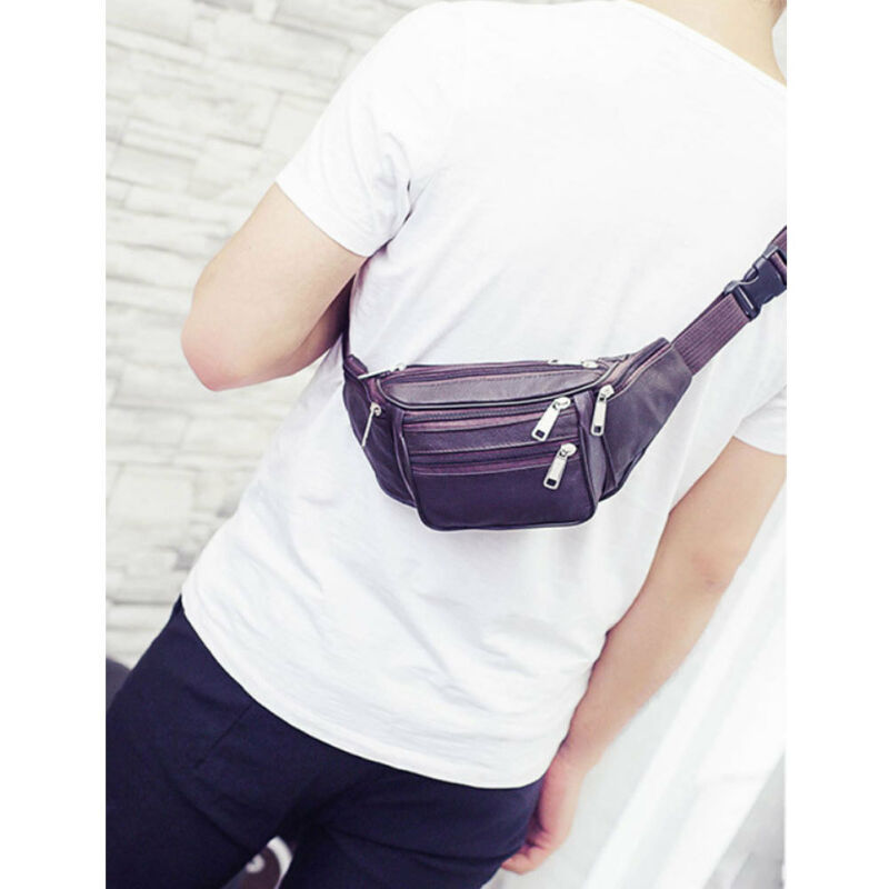 Bolsa esportiva masculina de couro sintético, nova bolsa de viagem para ciclismo, ao ar livre, preta, pu, para cintura