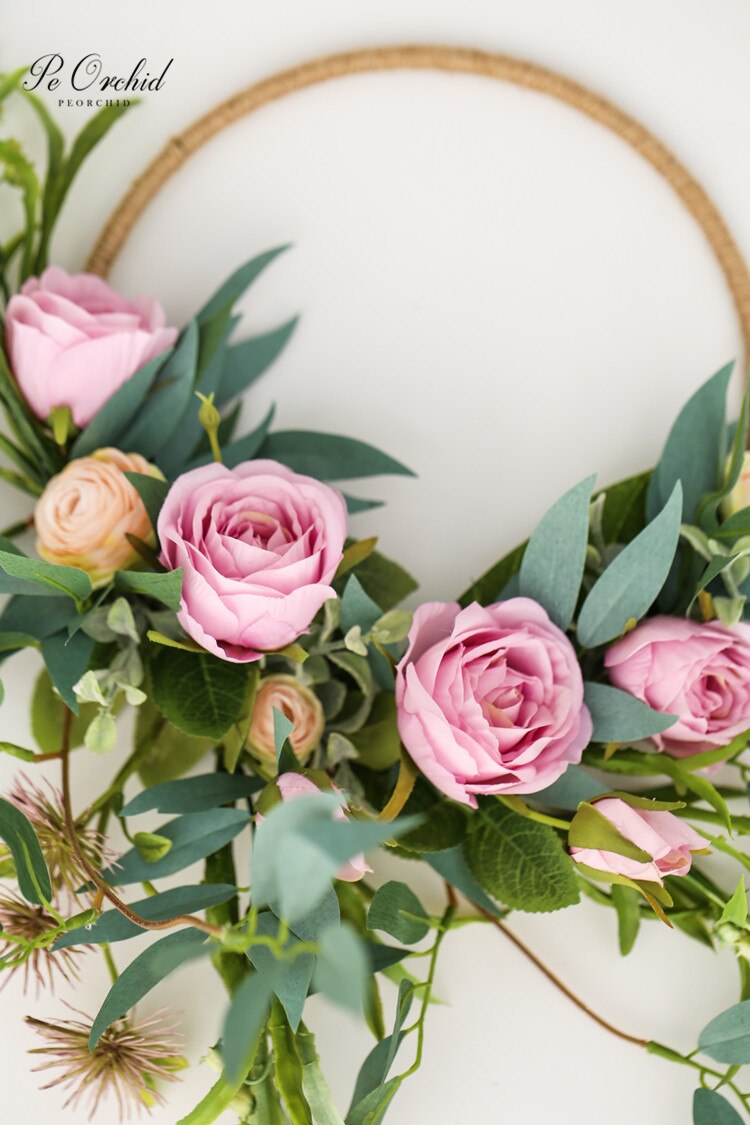 Peorkidé lila ros båge bröllopsbukett bärbar girland brud brudtärna laget blomma konstgjord brud blombukett