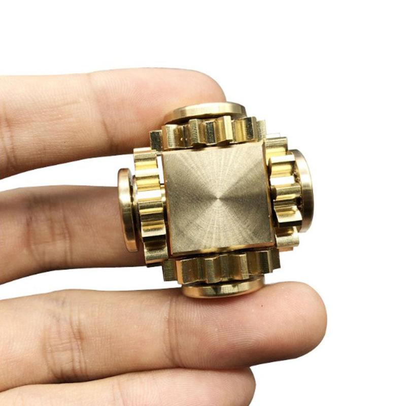 Fingertip gyro gear linkage cube pure copper finger mechanical gyro adult decompression toy 1