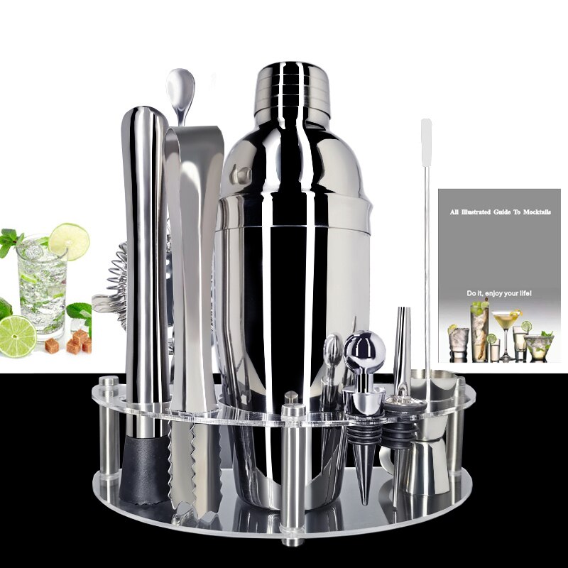 Bartender Kit: 1-12Piece Cocktail Shaker Set with Rotating Stand,Stainless Steel Bar Tools Set, Ideal as or for Home