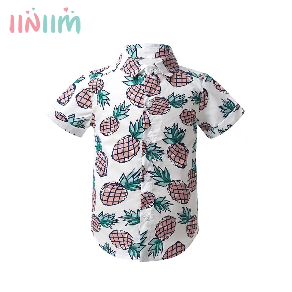 Iiniim Neugeborenen Kleidung Infant Baby Sommer Neue Hemd Jungen Ananas Gedruckt Sonne Strand T-Shirts Casual Partei Schlank-Fit Tops hemd