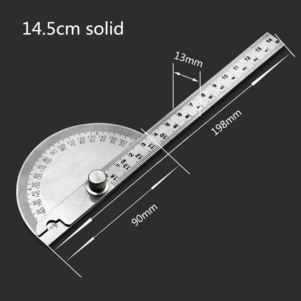 10cm 14.5cm 15cm 180 Degree Adjustable Protractor multifunction stainless steel roundhead angle ruler mathematics measuring tool: 14.5cm solid