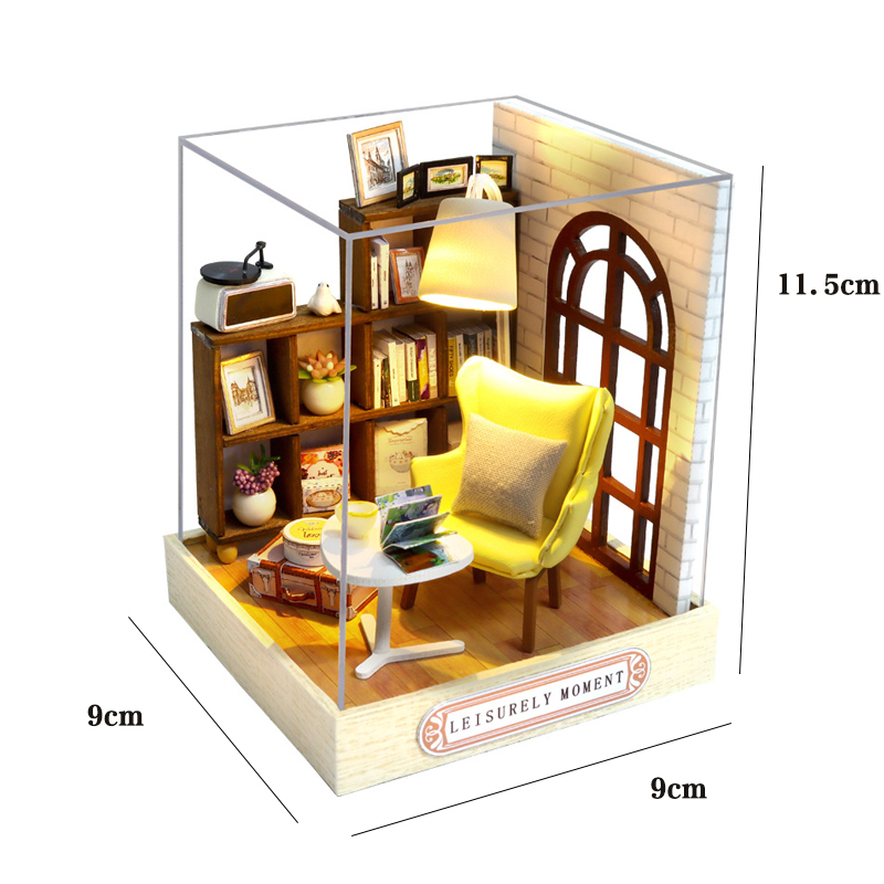 Casa de muñecas mágica, Kit de modelo de construcción de ensamblaje DIY en miniatura de madera, producción de juguetes de habitación pequeña, decoraciones con muebles: Castaño
