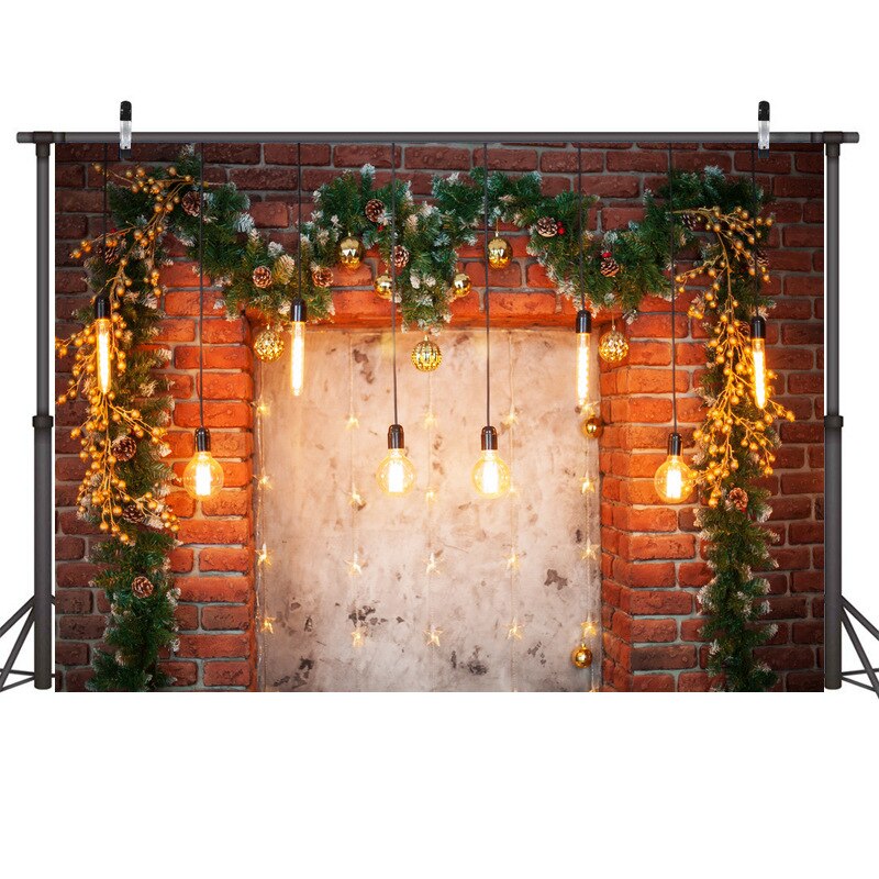 1Pc 3D árbol de Navidad y chimenea fotografía de fondo Cadena de luz de pared telones de fondo: Style6