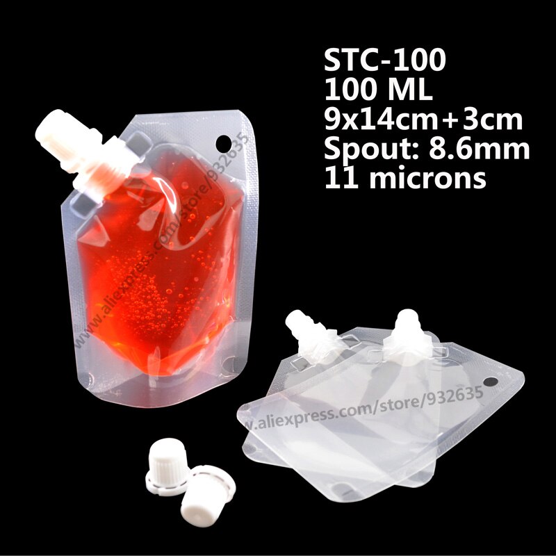 Doypack-Bolsa de almacenamiento de alimentos para mascotas, contenedor transparente de 50-250ML con boquilla, para salsa, bebida, escurridor, 20 unids/lote: STC-100