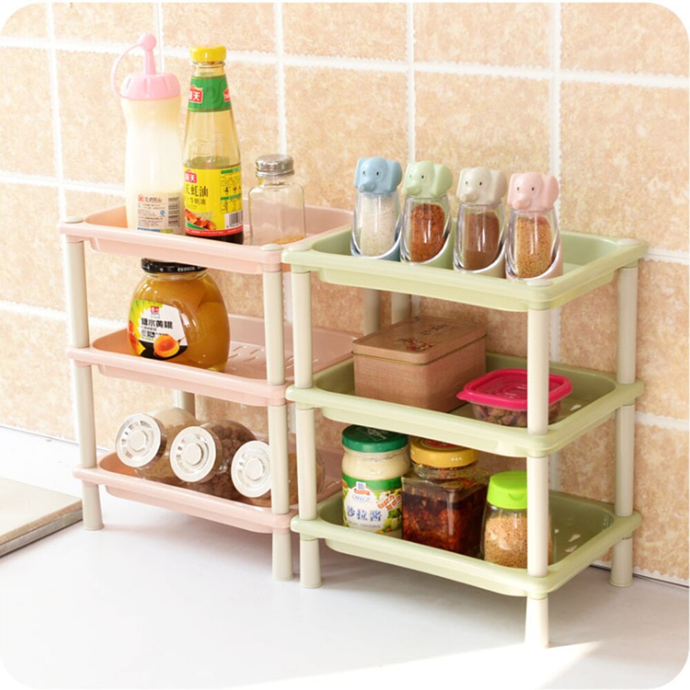 1 pcs Stackable 3-layer Kitchen Shelving Kitchen Storage Rack for Kitchen Bathroom Living Room