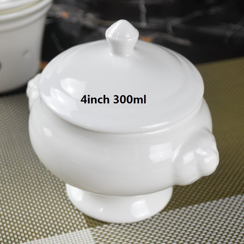 Hotel keramische servies Frans gebak bakken cup soep in een cup nest kom met cover stoofpot soep dessert: B