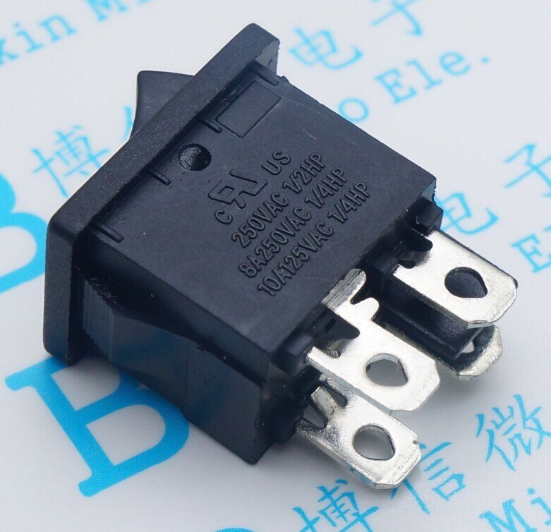 Interruptor basculante de KCD1-104, 21x15mm, negro, 4 pines, 2 terminales, 5 unidades por lote