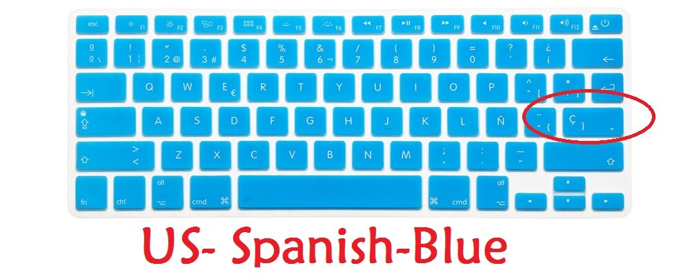 Eu Ons Spaanse Keyboard Voor Macbook Air Pro Retina 13 15 Spaans Toetsenbord Cover Silicium A1466 A1278 A1286 A1398 Toetsenbord huid: US Blue