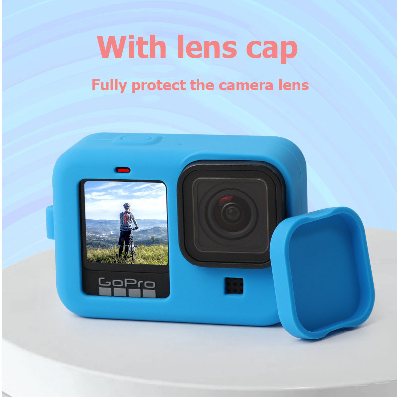 Voor Gopro 9 Siliconen Case Anti Beschermende Shell Met Lens Cover/Lanyard Voor Gopro Hero 9 Zwart sport Camera Accessoires