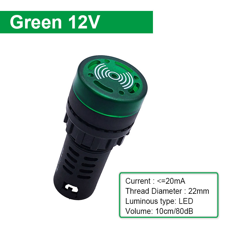 1 Uds AD16-22SM zumbador sonido intermitente luz LED intermitente indicador AC/DC alarma 12V 24V 110V 220V lámpara: Negro