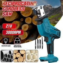 Mini Electric Saw Cordless Reciprocating Saw Woodworking Cutting DIY Power Saws Tool with 4 Saw Blades for 18V Makita Battery