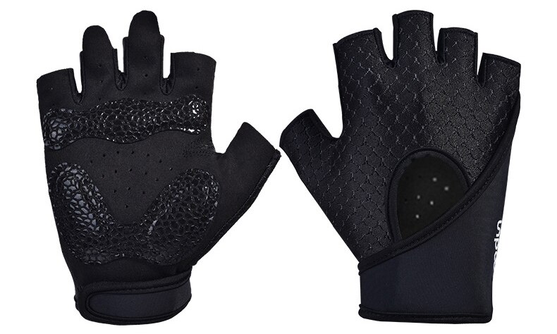 Half Vinger Ridding Gym Handschoenen Zwaargewicht Sport Gewichtheffen Handschoenen Body Building Training Handschoenen Voor Sport Fitness Handschoenen: Black / L