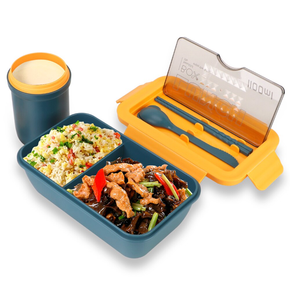 Microwave Dinnerware 1100ml Japanese Style Lunch Box Eco-Friendly Food Container Food Storage Container Wheat Straw Material