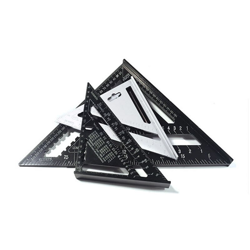 Triangle Ruler Inch Metric System Triangle Plate Carpentry Square Ruler Broad Bottom Thicken 45 90 Degrees Aluminum Alloy CH
