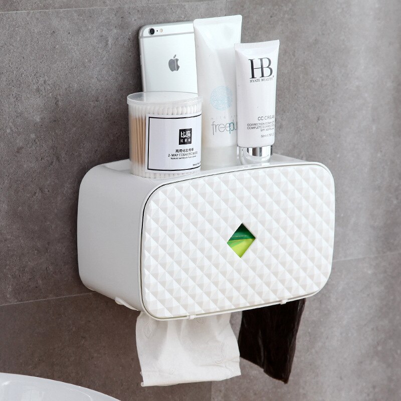 Hullet toiletpapirboks multifunktionel toilet toiletpapirboks vægbøjler toiletpapir opbevaringshylde kort tromlepapir