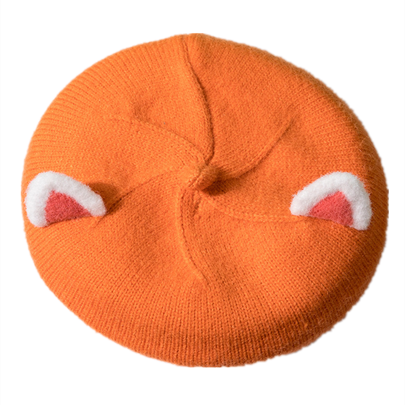 Béret de dessin animé pour enfants, chapeau tricoté avec oreilles de renard, Bonnet pour filles