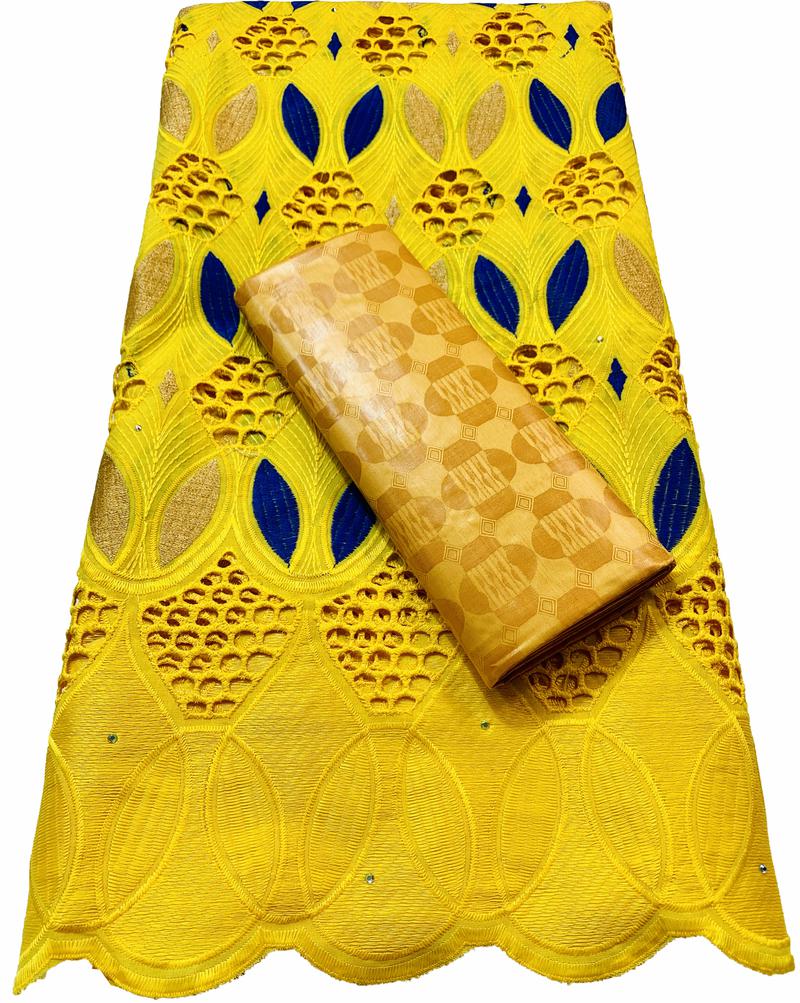 African Guinea Bazin Brocade Damask Fabric for Femme Robe VKM039 Bazin Riche Brode with Swiss Cotton Lace 2.5+2.5 yards/set: AS PIC9