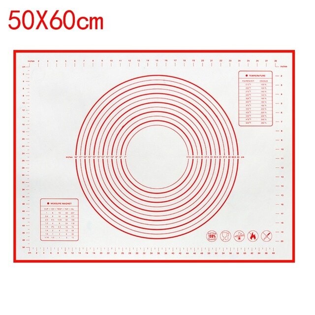 Küche Zubehör Spielereien Große Silikon zurück matt Blatt Pizza Teig Nicht-Stock Gebäck Kochen Werkzeuge Küche Utensilien Liefert: 60x50cm rot
