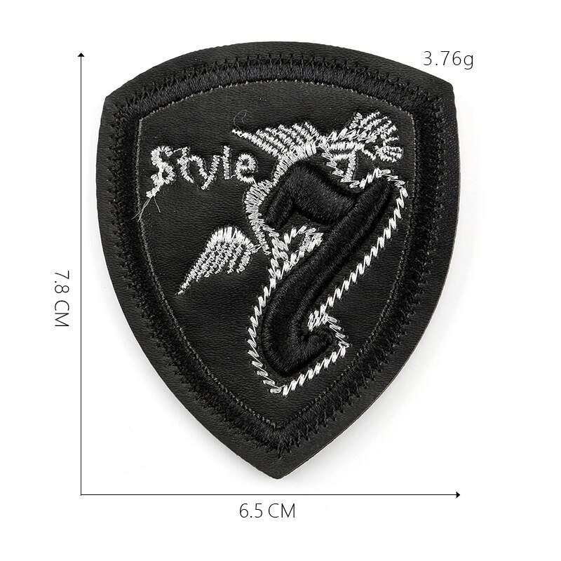 Embroidery Black PU Leather Sew on Iron on Patch Clothing Diy Appliques for Jacket Cap Bag Decoration Stripe: 3