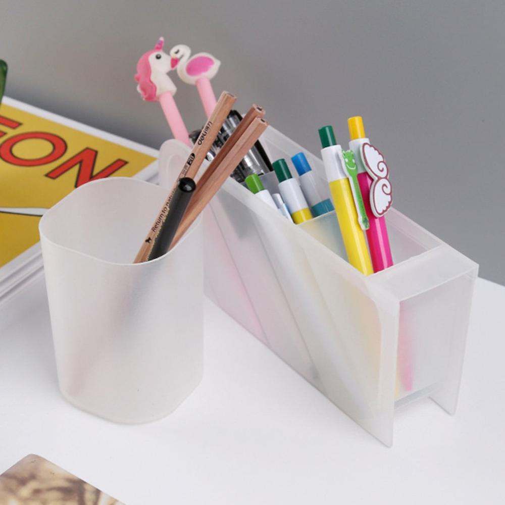 Home Office School Pencil Storage Organizer Cylinder Shape Multi Grid Pen Holder Multifunction Storage Box Desktop Organizer
