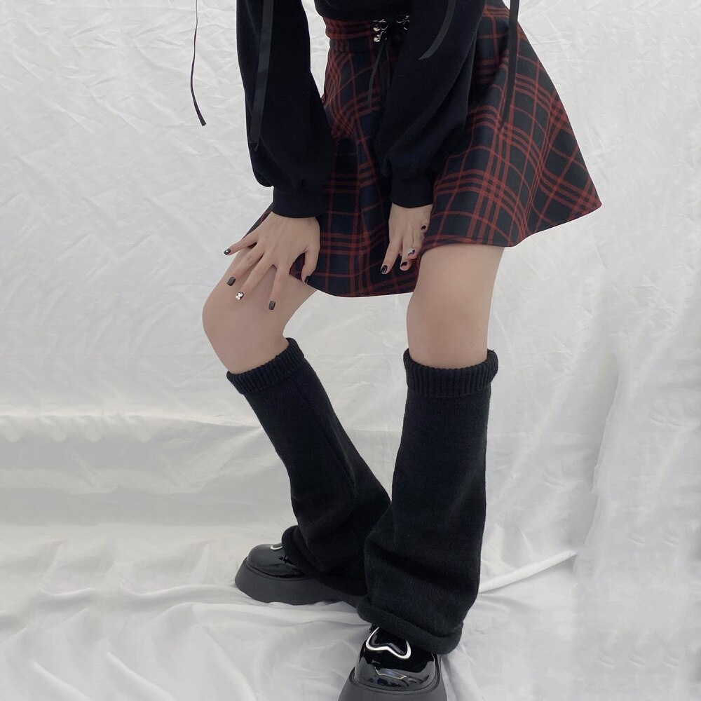 Flared Leg Warmers Women Kawaii White Winter Loose Boot Stocking Girl Uniform Knitted Cute Knee-High Leg Warmers Fluffy