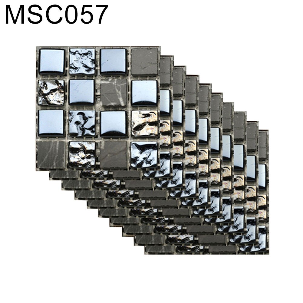 10pcs Mosaic Plane Sticker Black Gray Pvc Self-adhesive Bathroom Kitchen Tiles Waterproof Wall Stair Tile Stickers Decoration: MSC057