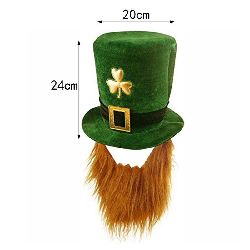 St Patricks Day Green Hat Saint Patrick Parades Lucky Charm Accessories for Party Funny Hat with Beard Xmas Carnival Props