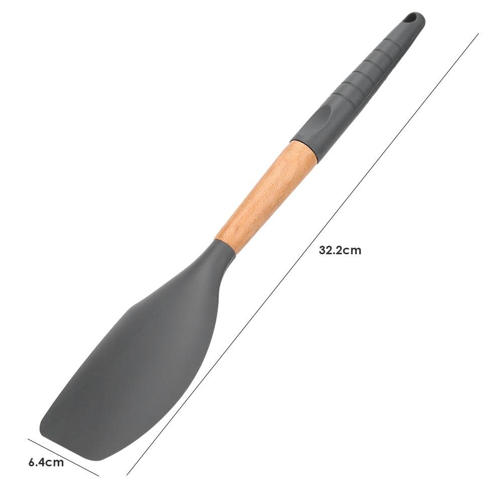 1pc silikon kjøkkenredskaper med bøk håndtak skje slikkepott pasta server visp øse sil til hjemmelaget bbq baking: D