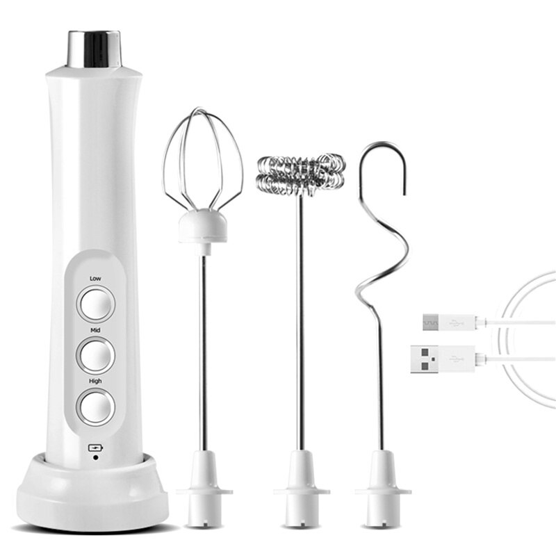 Handheld Electric Mixer Blender Milk Frother Coffee Cappuccino Mixer Tools USB Recharge Stainless Bubble Maker Whisk Portable: 03