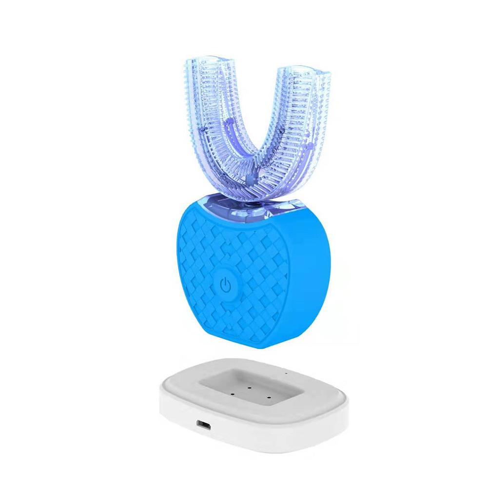 360 Degree Automatic Fast Electric Toothbrush Hands Free Automatic Whitening 360 Degree Ultrasonic Toothbrush U Shape Blue Light