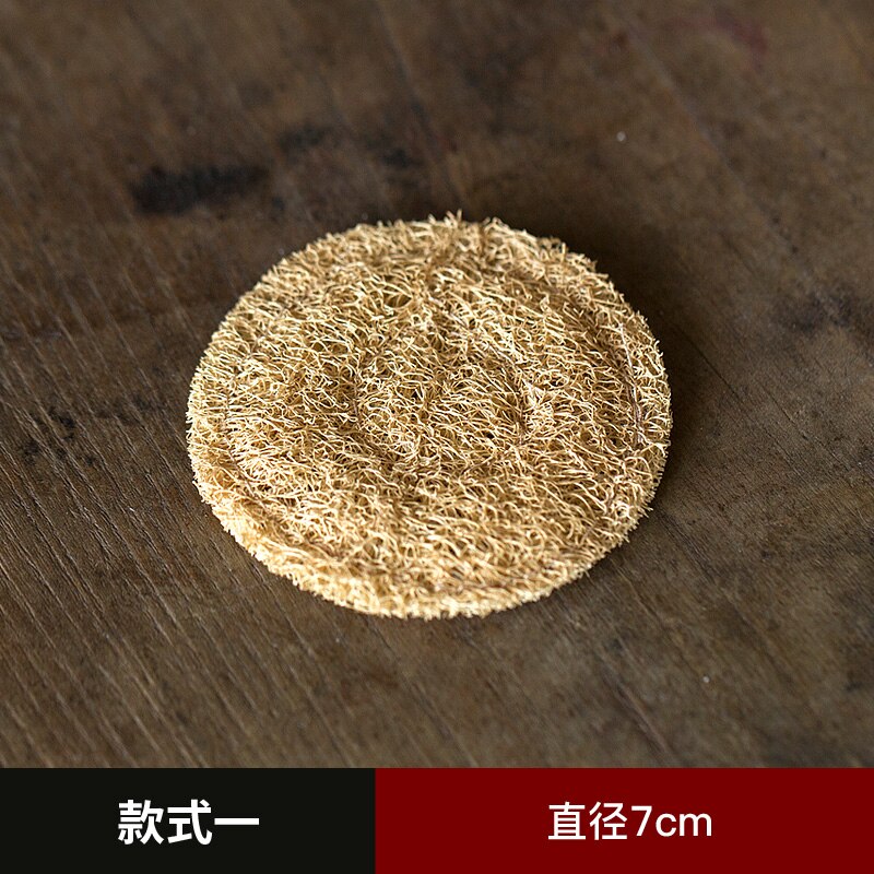 Japanse Absorberende Loofah Spons Pot Coaster Paars Zand Pot Kung Fu Theeceremonie Thee Set Accessoires Rotan Pot Dienblad Thee mat: 7.0cm 3pcs