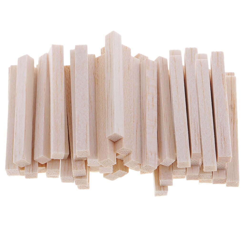 60x Natural Rectangle Wood Stick Wooden Block For Model Making Hobbies Craft