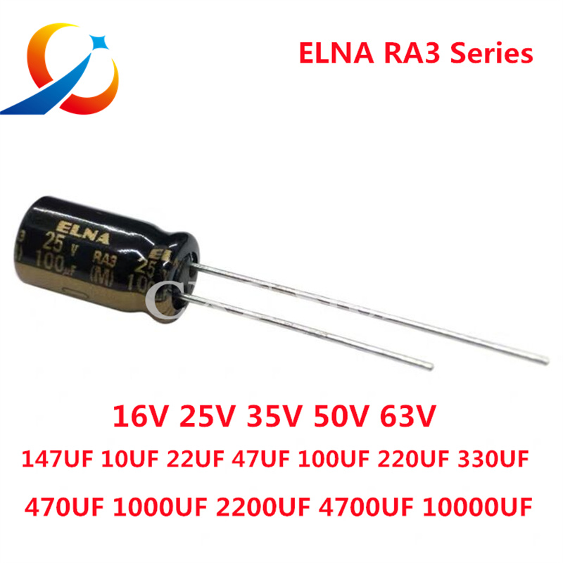 Condensatore Audio HiFi serie ELNA RA3 16V 25V 50V 63V 10uF 22uF 47uF 100uF 220uF 470uF 1000uF 2200uF 3300uF 10000uF Originale 20%