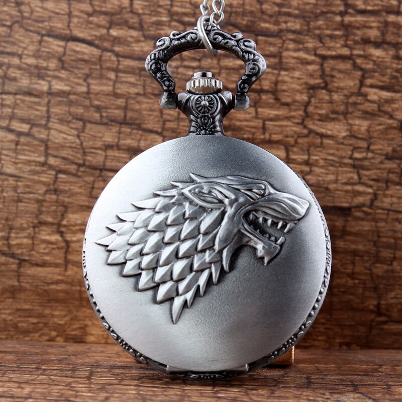 Varg gravera kvarts fickur kedja retro varg skola halsband klocka tiger 3d orm klocka steampunk kvinnor män: Vintervarg 2