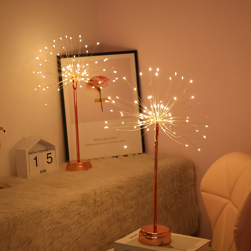LED Explosion Table Night Light Dandelion Shape Fireworks Light For Children Bedroom Wedding Christmas Party Decoration Lamp