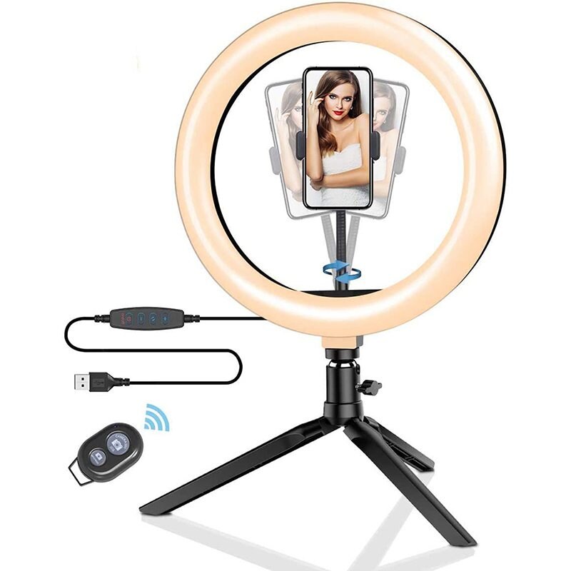 Fill Light 10.2 "ring Lamp, Bracket And Telephone Bracket And Remote Control, Tall-dimensionable Desktop Cosmetic Selfie LED Rin