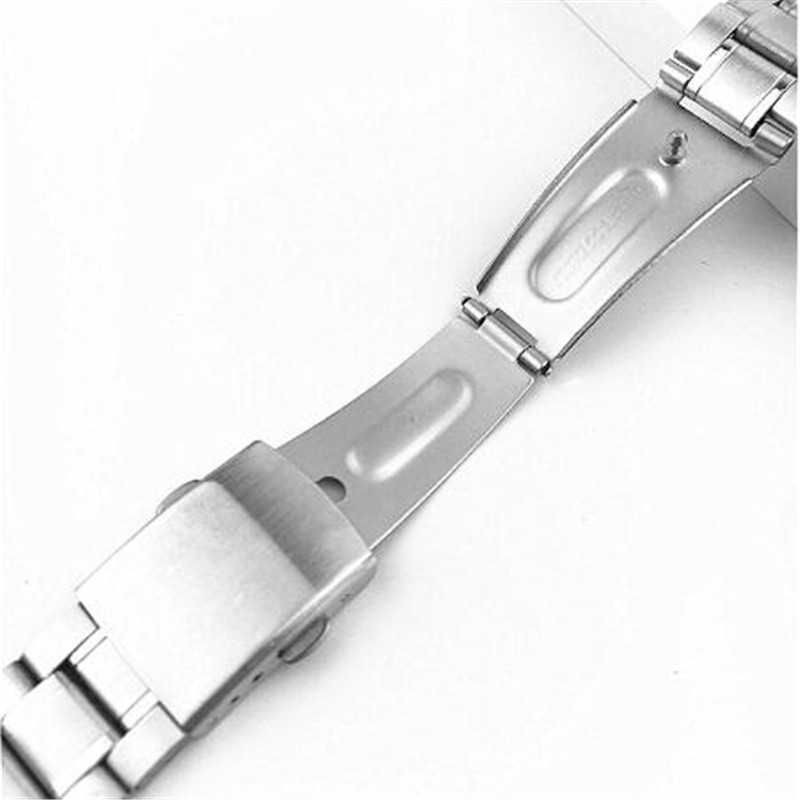 Rvs 12/14/16/18/20/22Mm Horloge Band Pols Armband Zilver Kleur metalen Horlogeband Met Vouwsluiting Voor Mannen Vrouwen