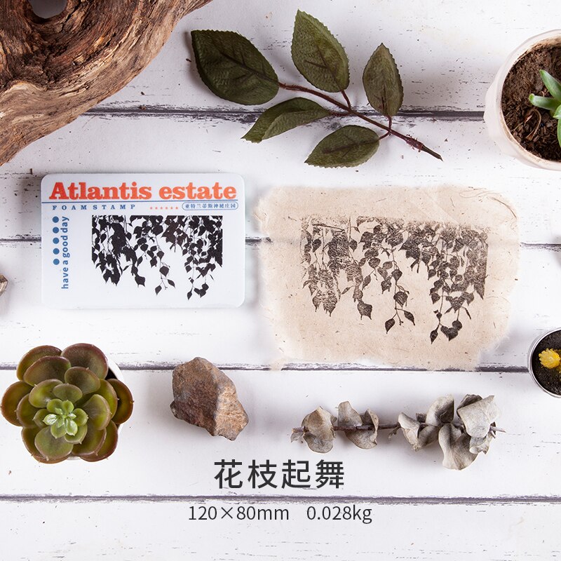 RISYPISY Naturale Legno Timbri in Gomma Set, 10 Pezzi Pianta e Fiore