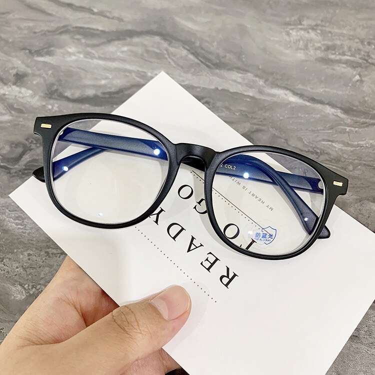 Imwete genomskinliga runda glasögon ram kvinnor män anti blå ljus glasögon damer klart optiska glasögon dator glasögon: Matte svart