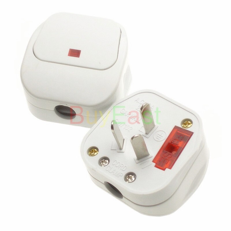 China, AU, Zealand 3-Pin DIY Rewireable Plug 250V 10A with Main Power Switch LED Indicator with 10A fuse