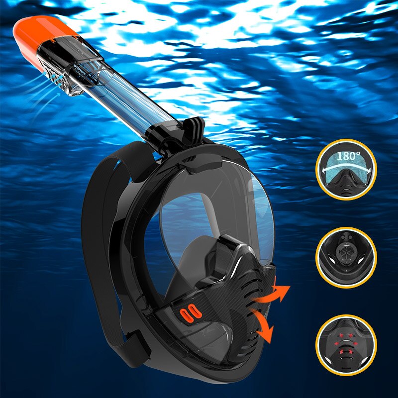 Mascarilla de buceo de cara completa para hombre y mujer, máscara de esnórquel con separación de respiración subacuática, antiniebla, para nadar y bucear, nueva