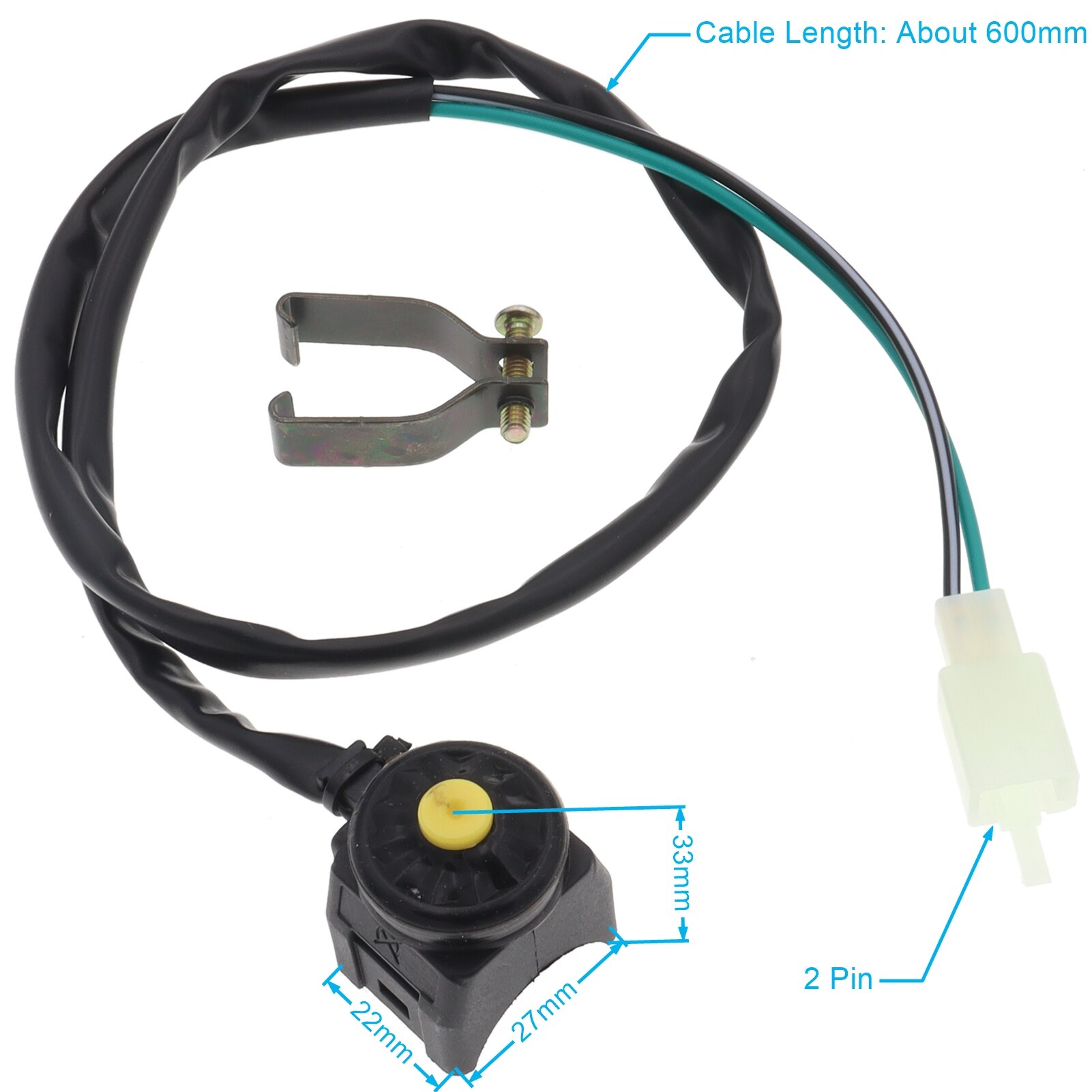 Bocina con interruptor de parada para motocicleta, claxon de arranque para motocicleta, accesorios de moto, 1 ud.: YELLOW